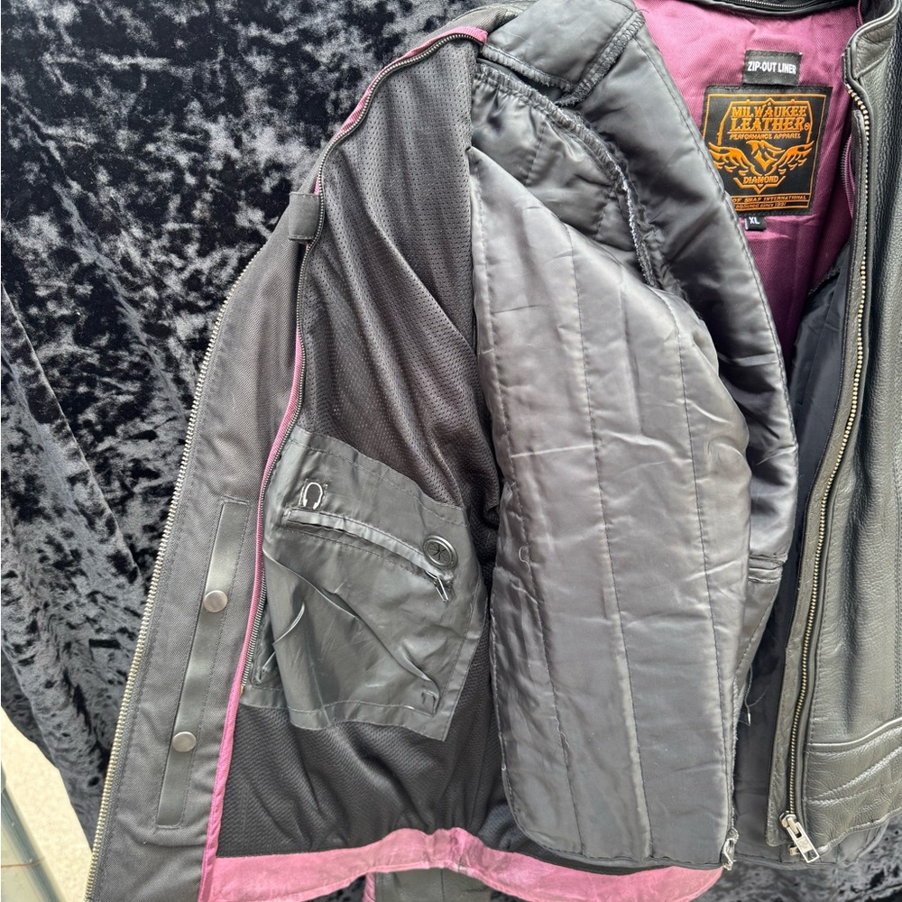 Milwaukee Leather Jacket with Pink Accents - Picture 6 of 13